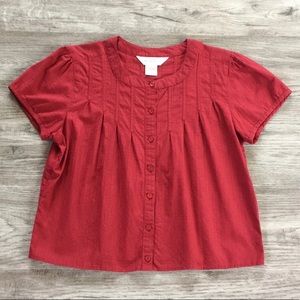 Northern Reflections - Cotton Button Front Top - Red